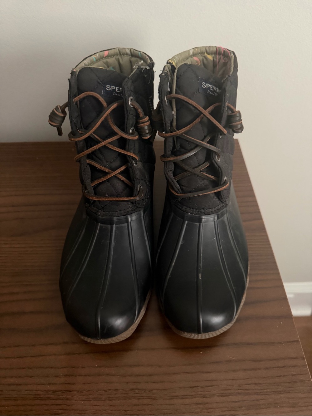 Sperry Black Quilted Duck Boots- Women’s Size 8